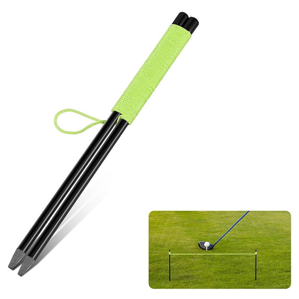 Golf Putting Aid String with Pegs Compact Storage Bucket Rope Swing Trainer for