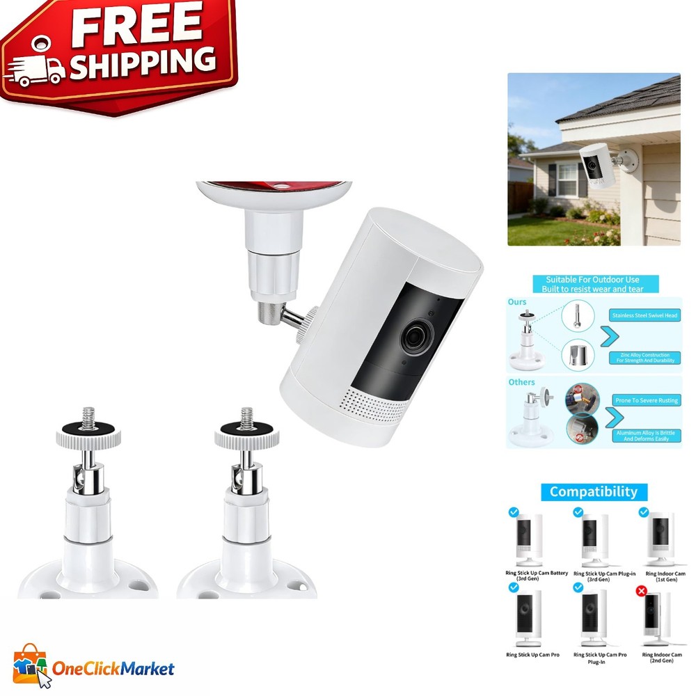 Durable 2-Pack Security Camera Mounts with 360° Swivel – Perfect for Any Camera