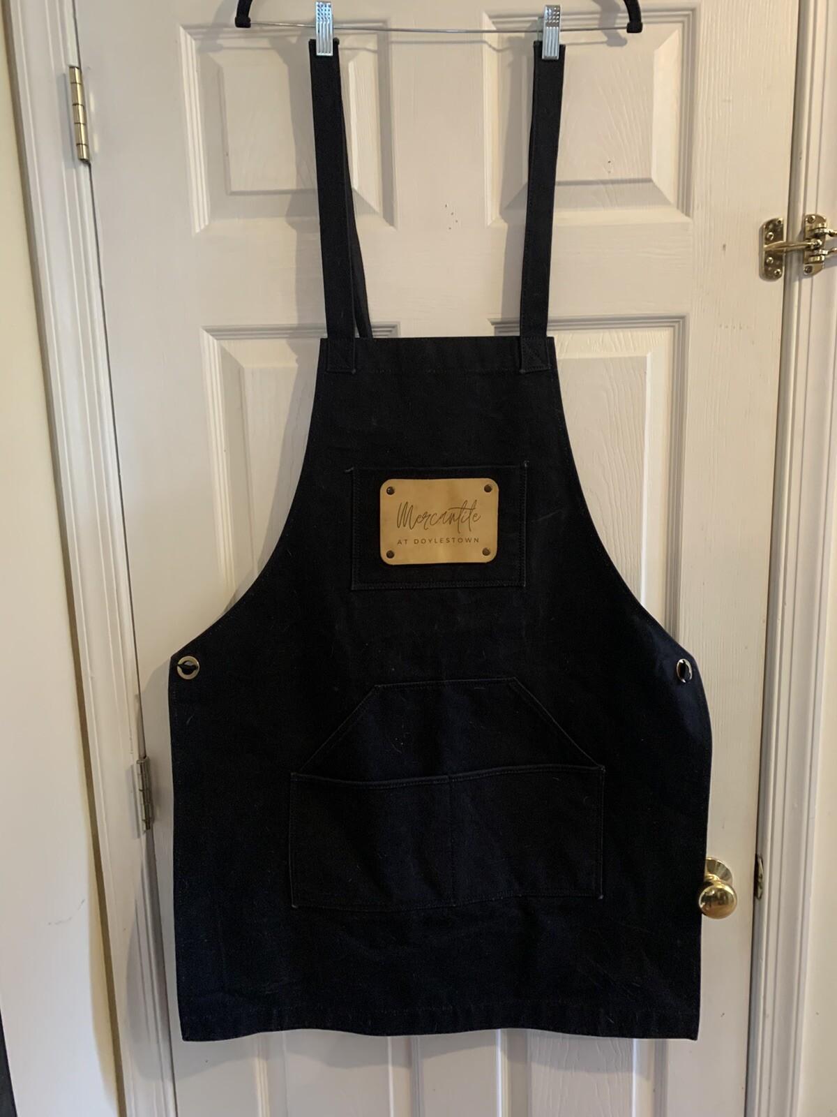 Apron Chefs Cooking Two Front Pockets midweight Black Denim stonewashed Onesize