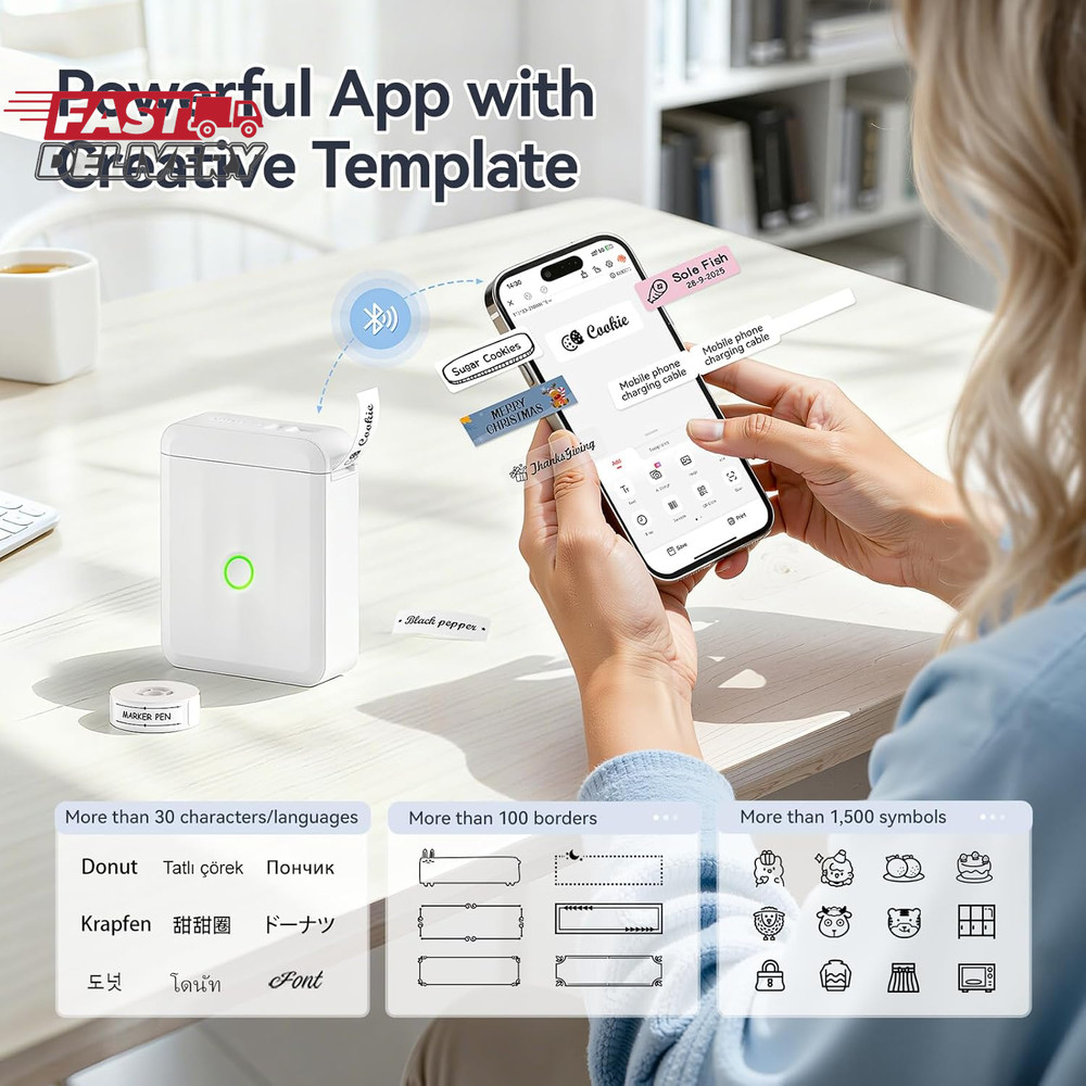 NIIMBOT D110 Upgraded Version Mini Label Maker Machine with Tape, Portable Bluet