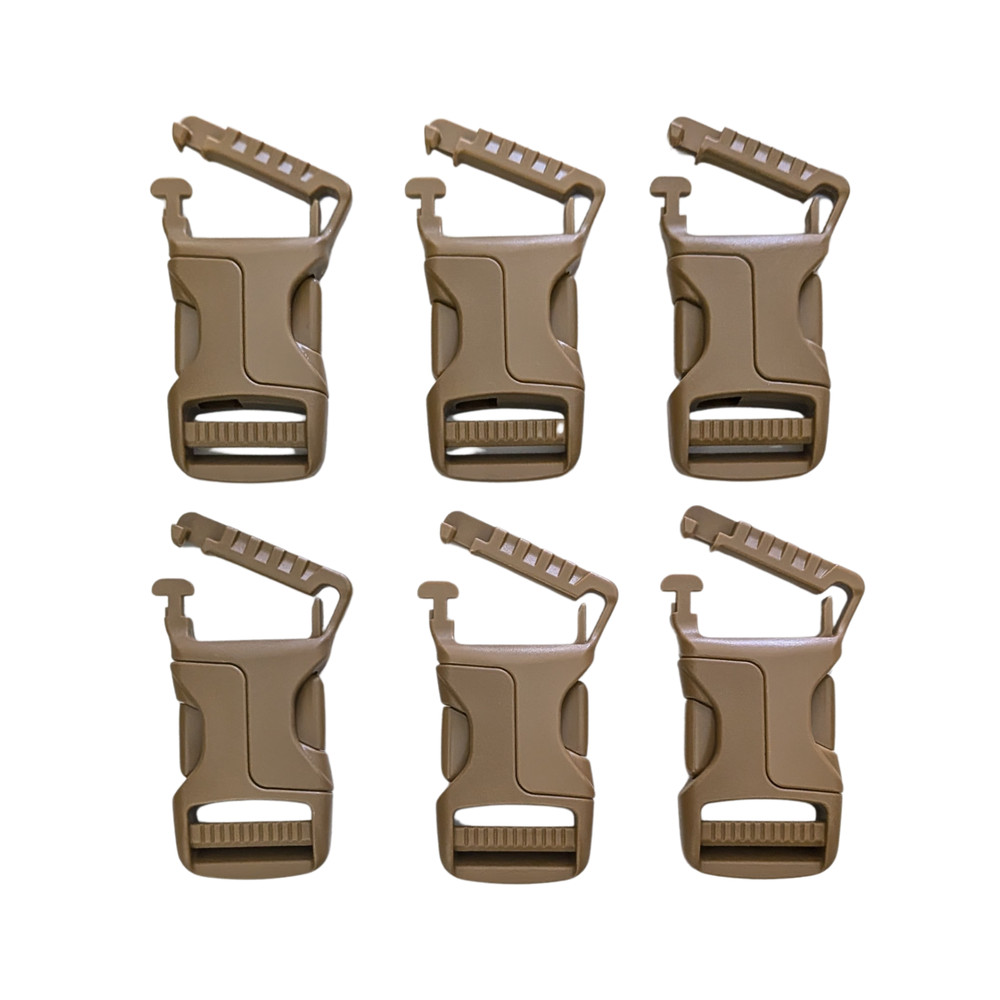6 Replacement Backpack Molle 1" Webbing Quick Attach Snap Buckle Clips Coyote