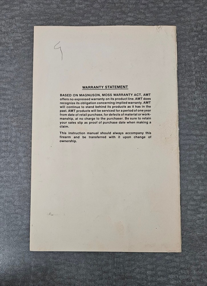 Amt Lightning Rifle Manual - New Comb Bound Copy
