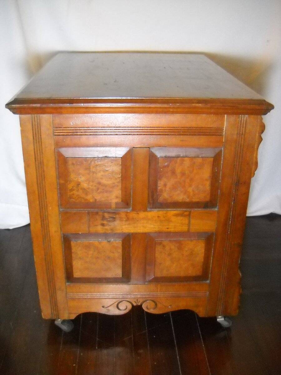 1890 Willimantic 6 Drawer Spool Cabinet Cherry & Birdseye Maple Owl Logo Decal