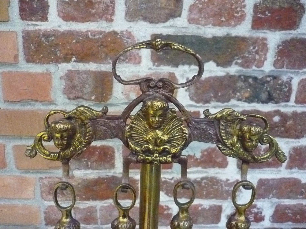 set chimney servant brass with tools ornate angels