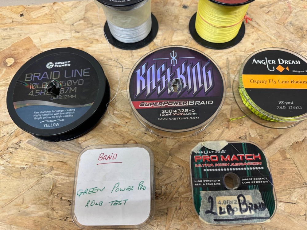 MATCH COARSE FISHING TACKLE - MIXED BRAID BUNDLE - 7 SPOOLS, PREDATOR, SPINNING