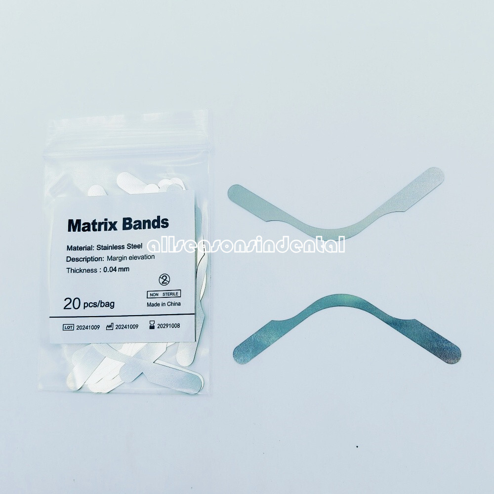 100 Pcs Dental Matrix Bands Tofflemire Type 0.04mm Margin Elevation Matrices