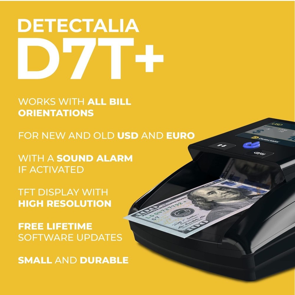 NEW Detectalia Banknote Counterfeit Detector D7T+