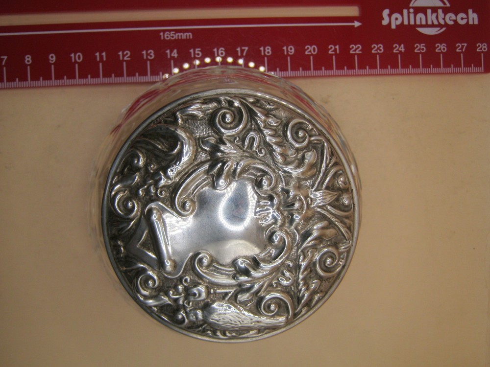 Birmingham 1977 Sterling Silver Mirrored Powder Jar - Large Example