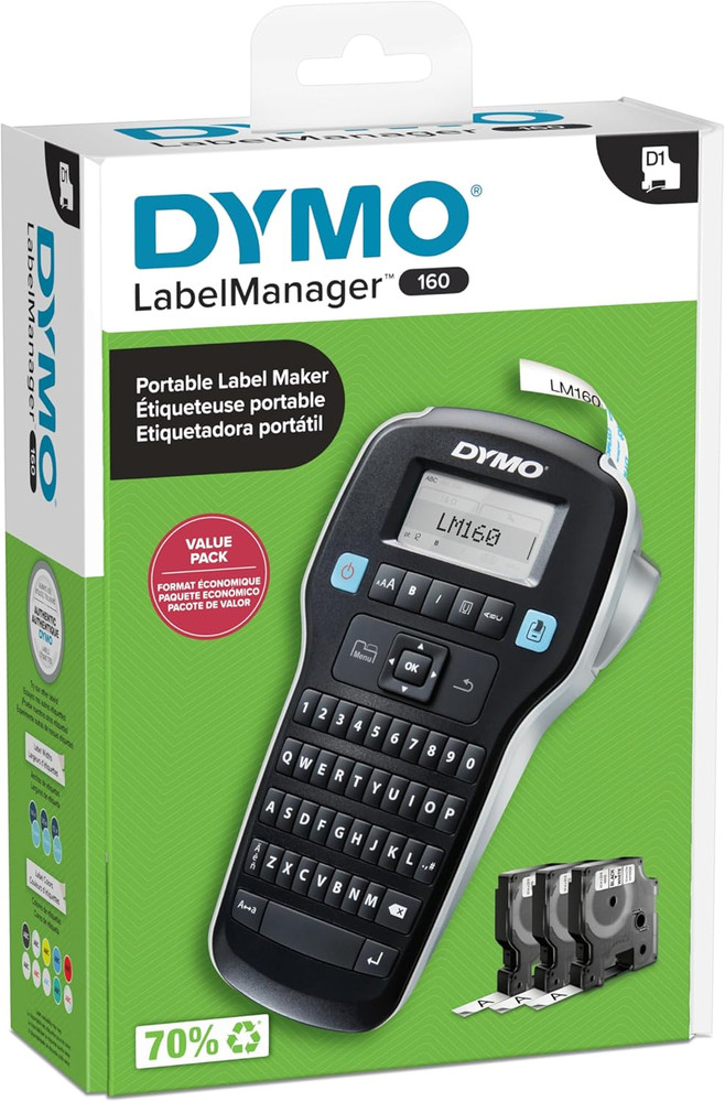 Labelmanager 160 Portable Label Maker Bundle, Easy-To-Use, One-Touch Smart Keys,
