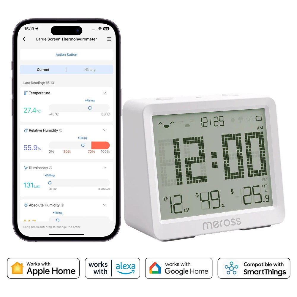 Matter Temperature Humidity Sensor MS130 Hygrometer Thermometer Smart Home