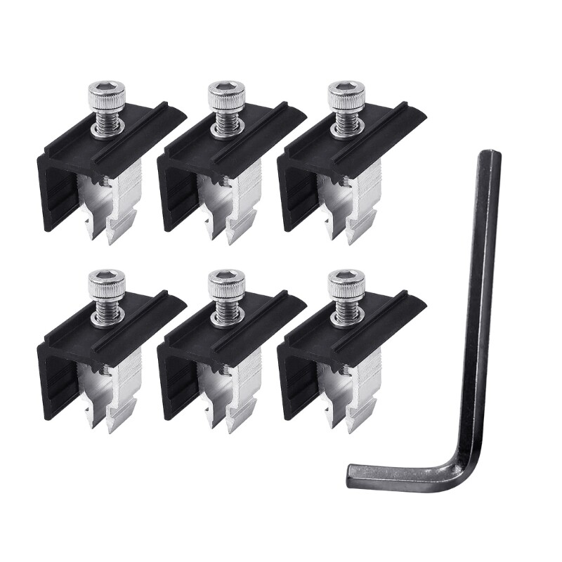 6Pcs Solar Panel Mount Clamps Panel Bracket Aluminum Mounting Accessories