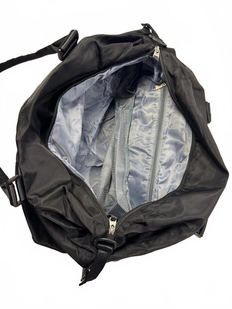 JFFD Black Nylon Duffel Bag with Adjustable Strap