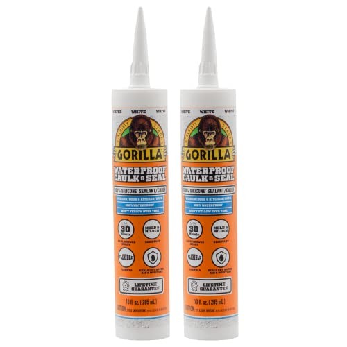 Gorilla White Silicone Caulk 10oz - 2-Pack – Waterproof Sealant for All Use DIY