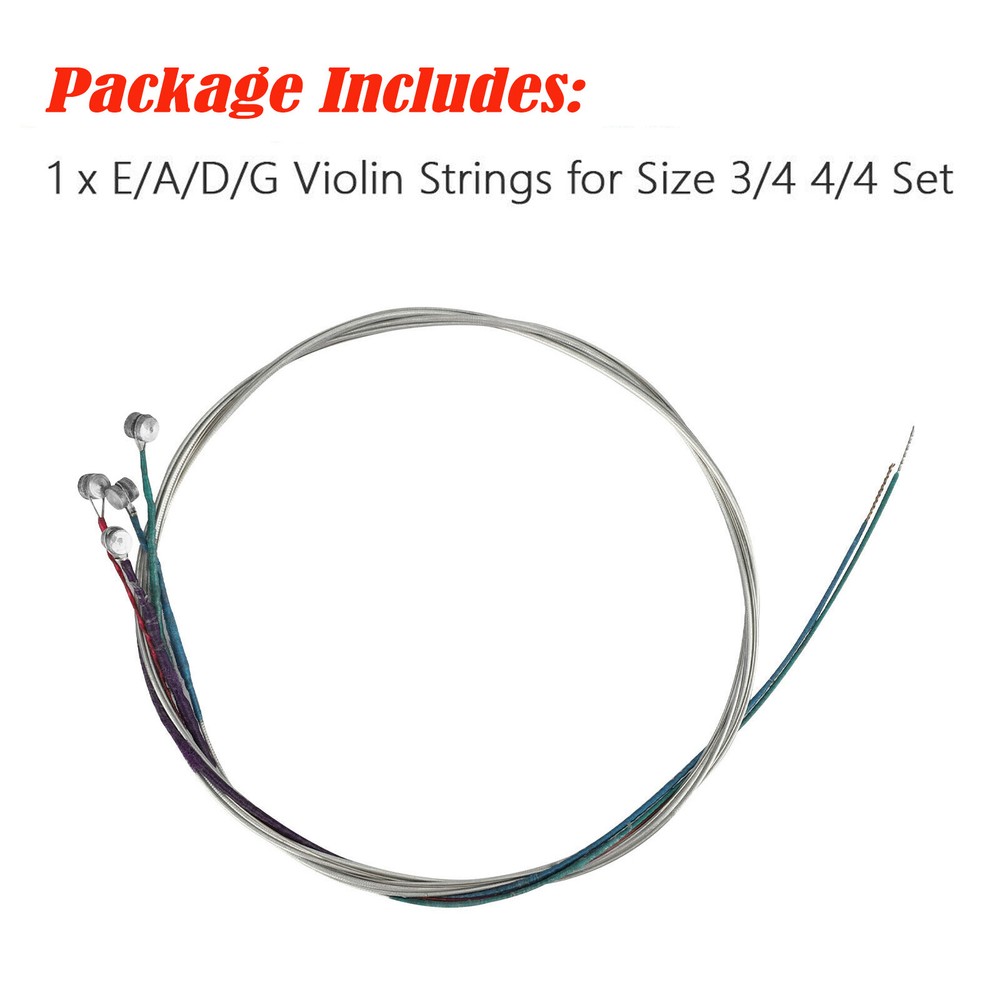 4PCS 3/4 4/4 Violin Strings Set Steel Strings E A D G Wound Fiddle String O7L5