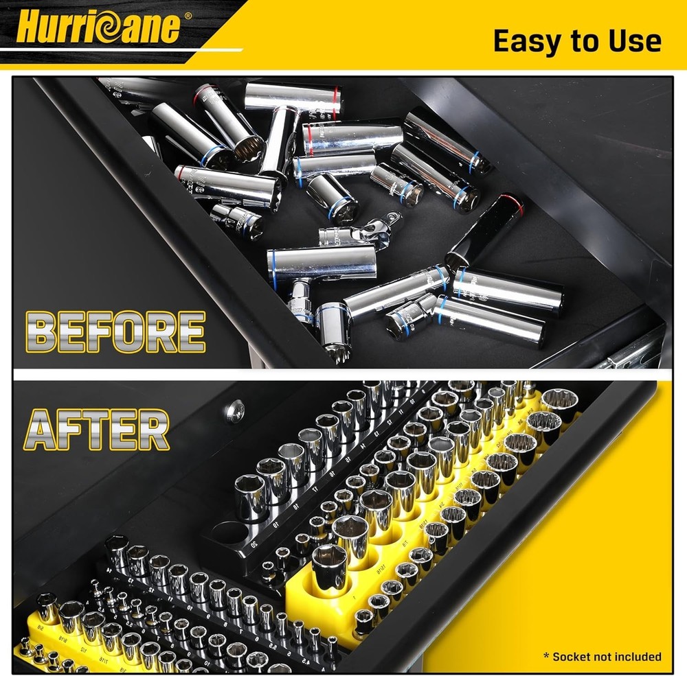 Magnetic Socket Organizer Set 6 Pcs Socket Holder Set Includes 1/4", 3/8", 1/2"