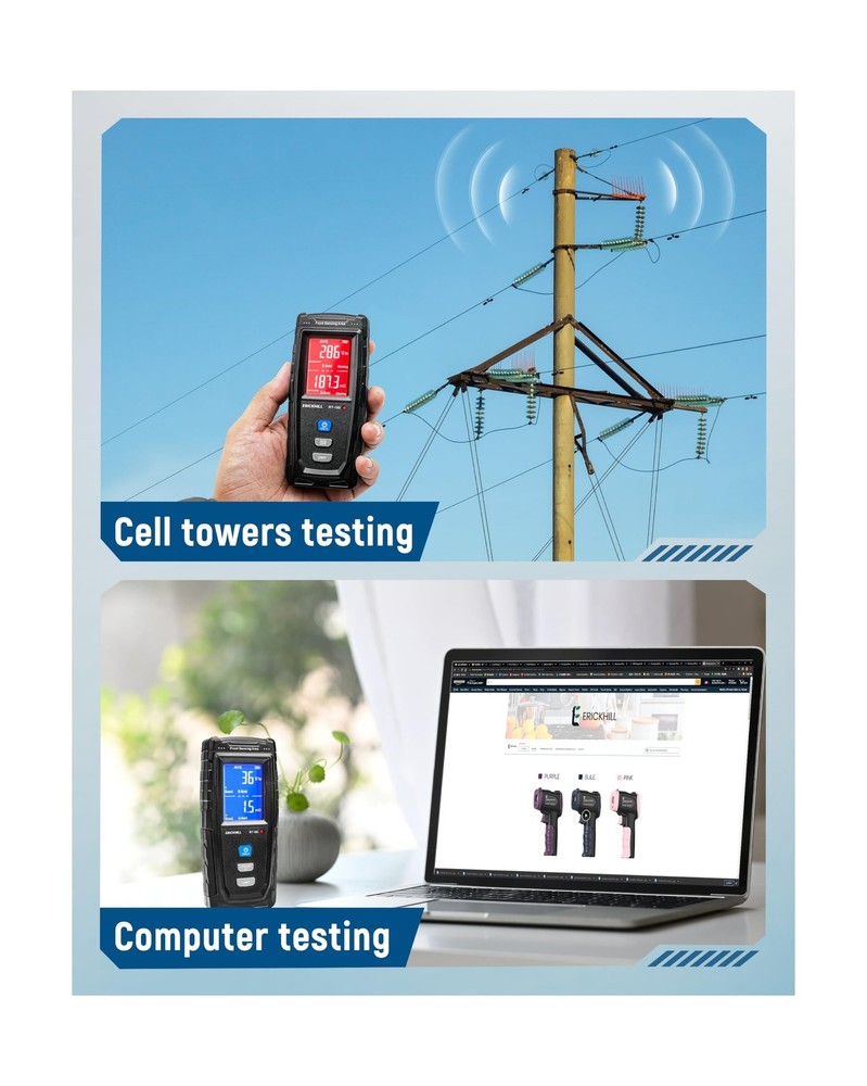 ERICKHILL EMF Meter, Detects Electric and Magnetic Fields, Handheld Digital E...