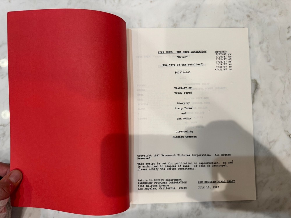 STAR TREK The Next Generation "Haven" Script