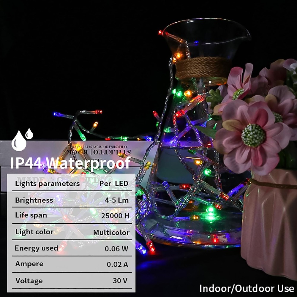 Multicolor Christmas String Lights - 100 LED String Lights Plug in for Tree, ...