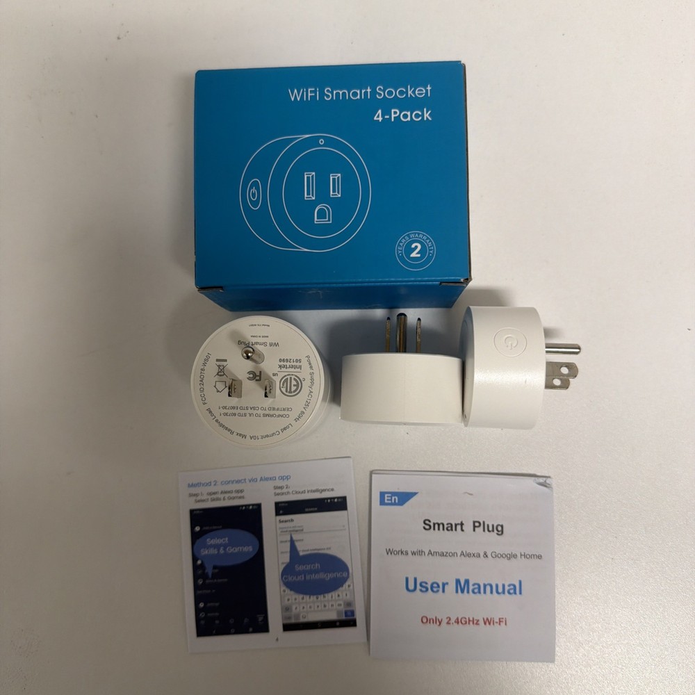 Smart Socket WiFi 4 Pack White YX-WS01 Smart Plug Compatible Alexa Google ESICOO