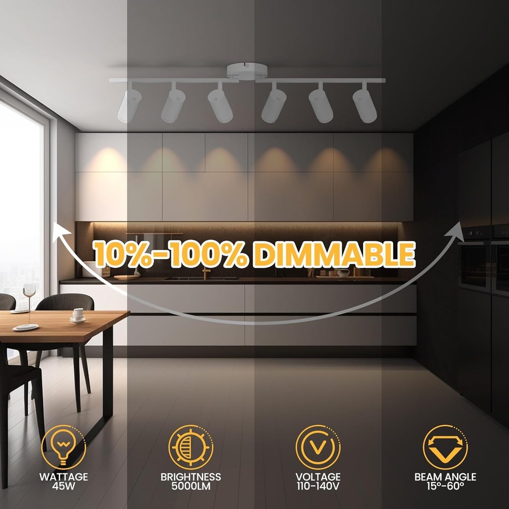 6 Light LED Track Lighting Kit White
