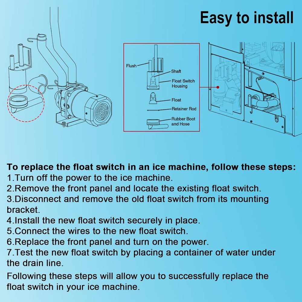 Replacement for Hoshizaki 426799-01 Float Switch Connector, Rubber Boot and Hose
