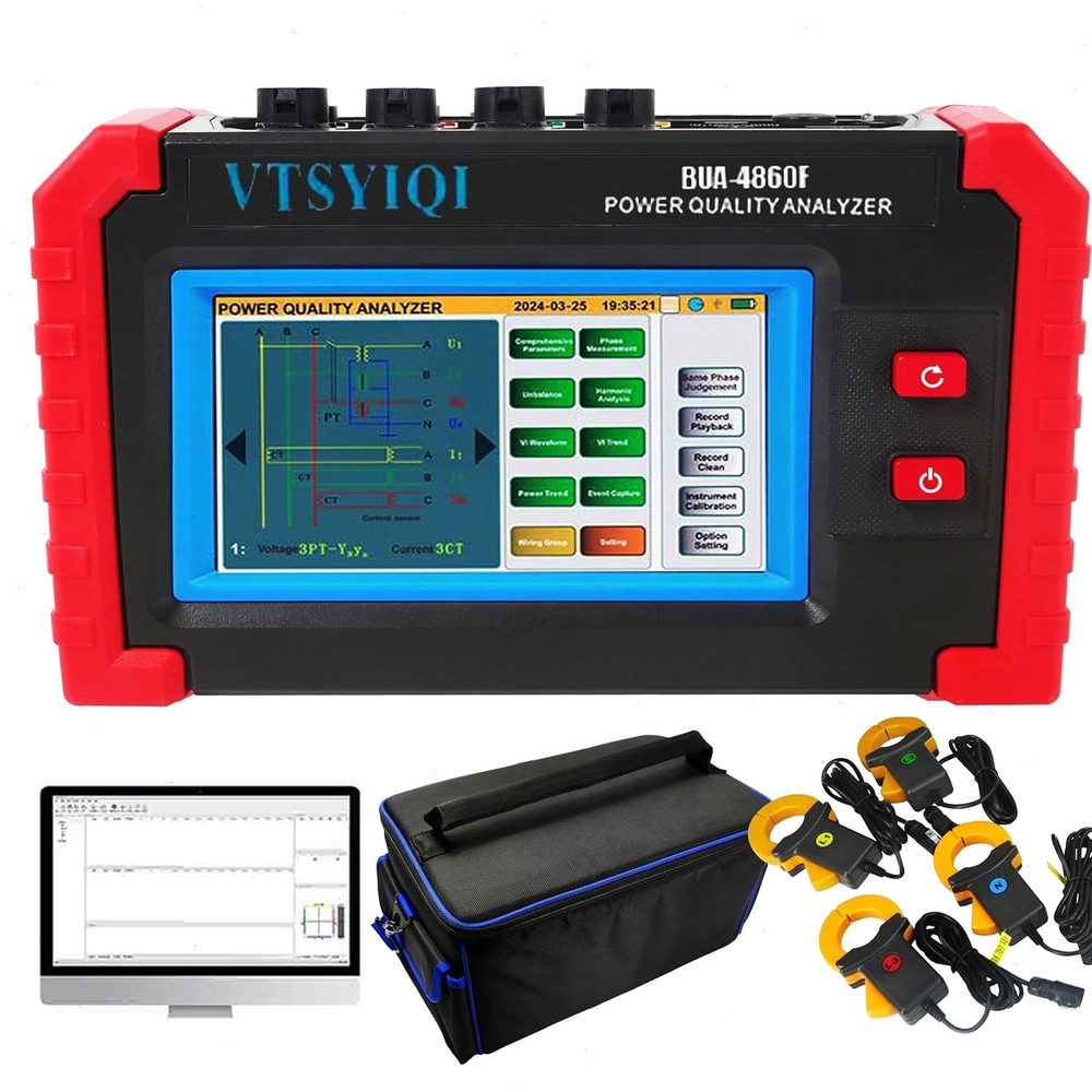 3 Phase Power Quality Analyzer with 0.10A~100A Total Harmonic Distortion (THD)