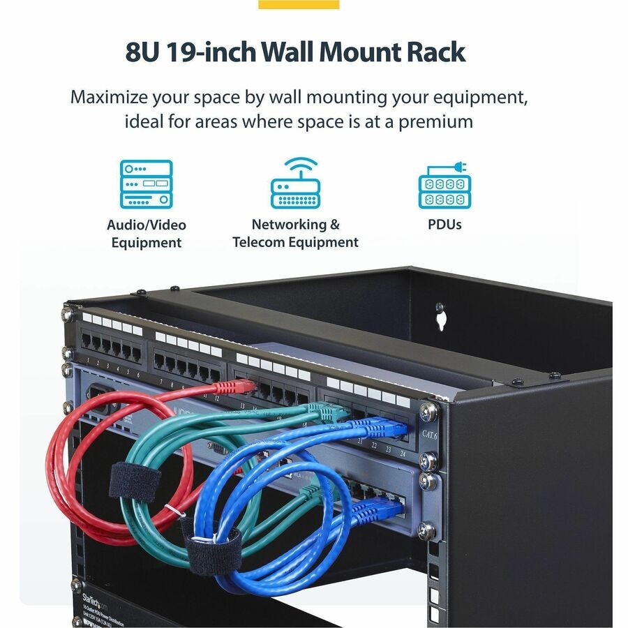 StarTech WALLMOUNT8 8U Wall Mount Bracket 12in Deep Steel