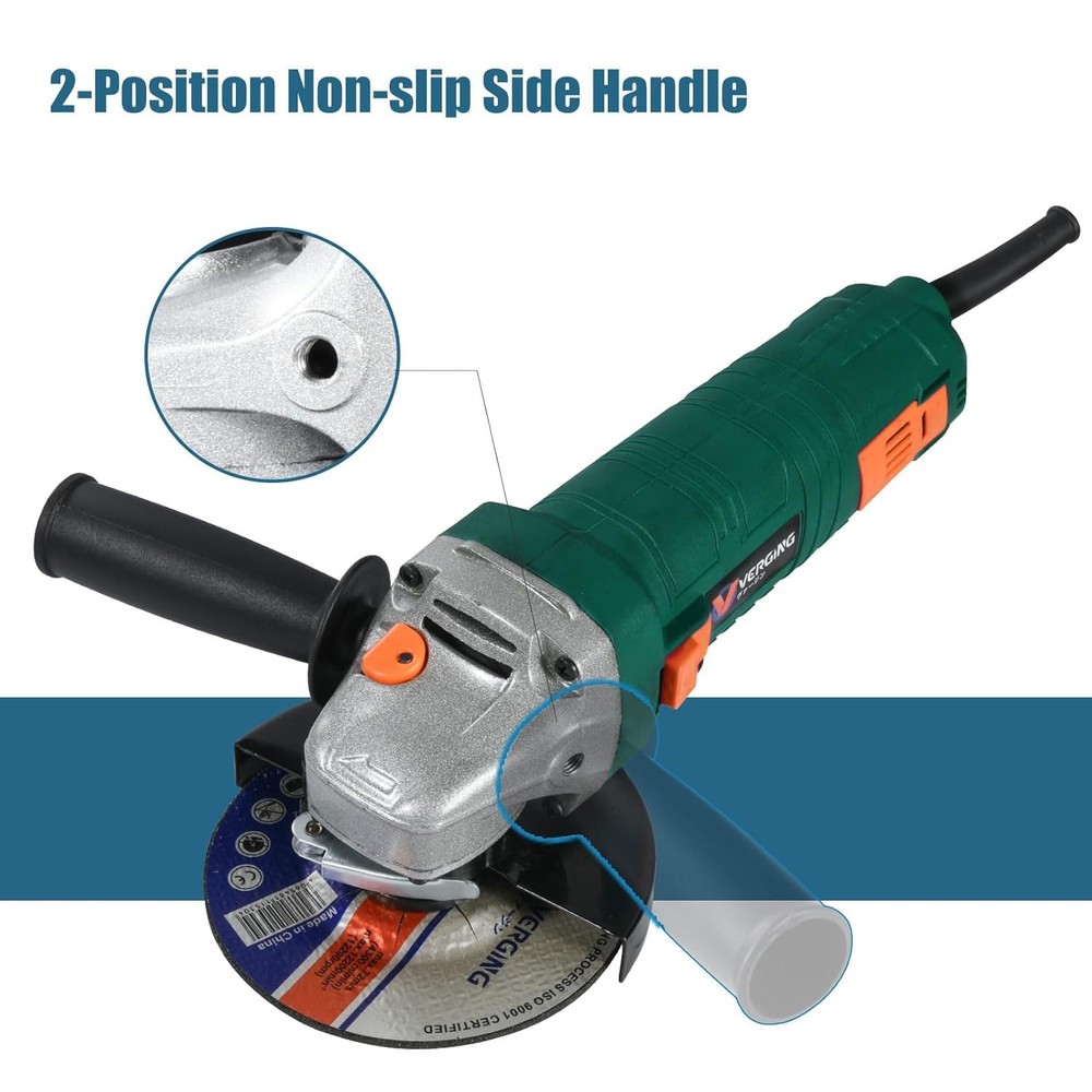 Angle Grinder, 7.5-Amp 4 1/2 Angle Grinder Tool, Variable Speed Angle Grinder, E