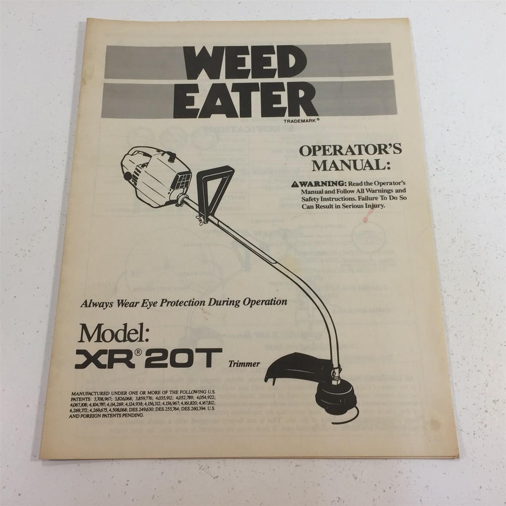 Weed Eater XR20T Trimmer Operator's Manual