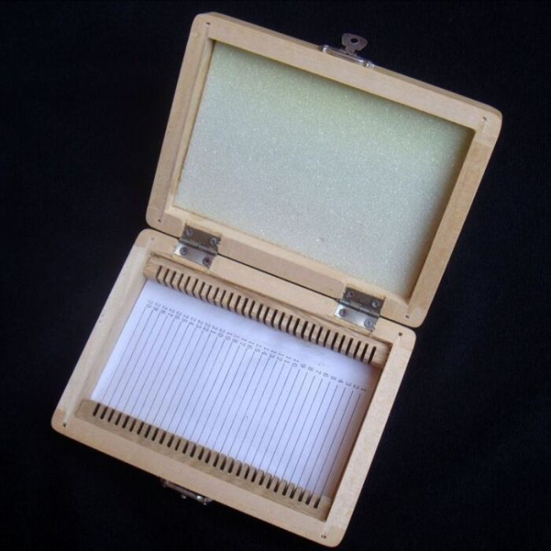Microscope Slide Storage Wooden Box Specimen Holding Storage Case with Lock