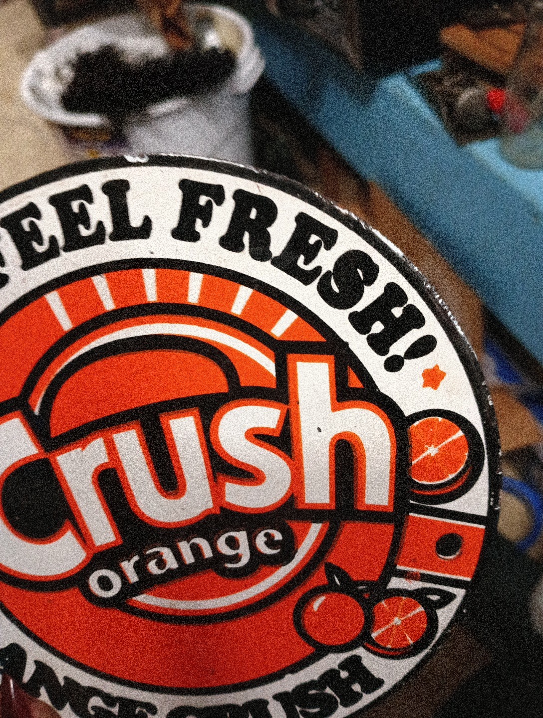 Round Porcelain Feel Fresh! Orange Crush Sign