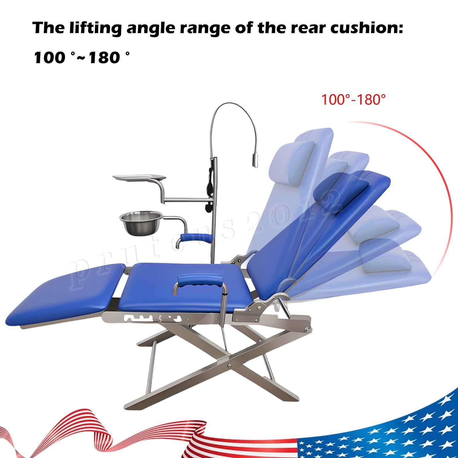 Portable Dental Chair Mobile Simple Folding Chair + Rechargeable LED Light Tray