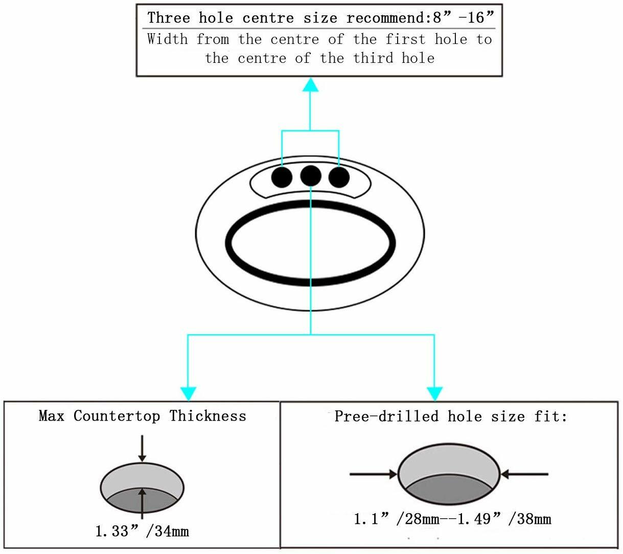 Matte Black 3 Holes Sink Faucet Waterfall Bathroom Basin Vanity Mixer 2 Handle