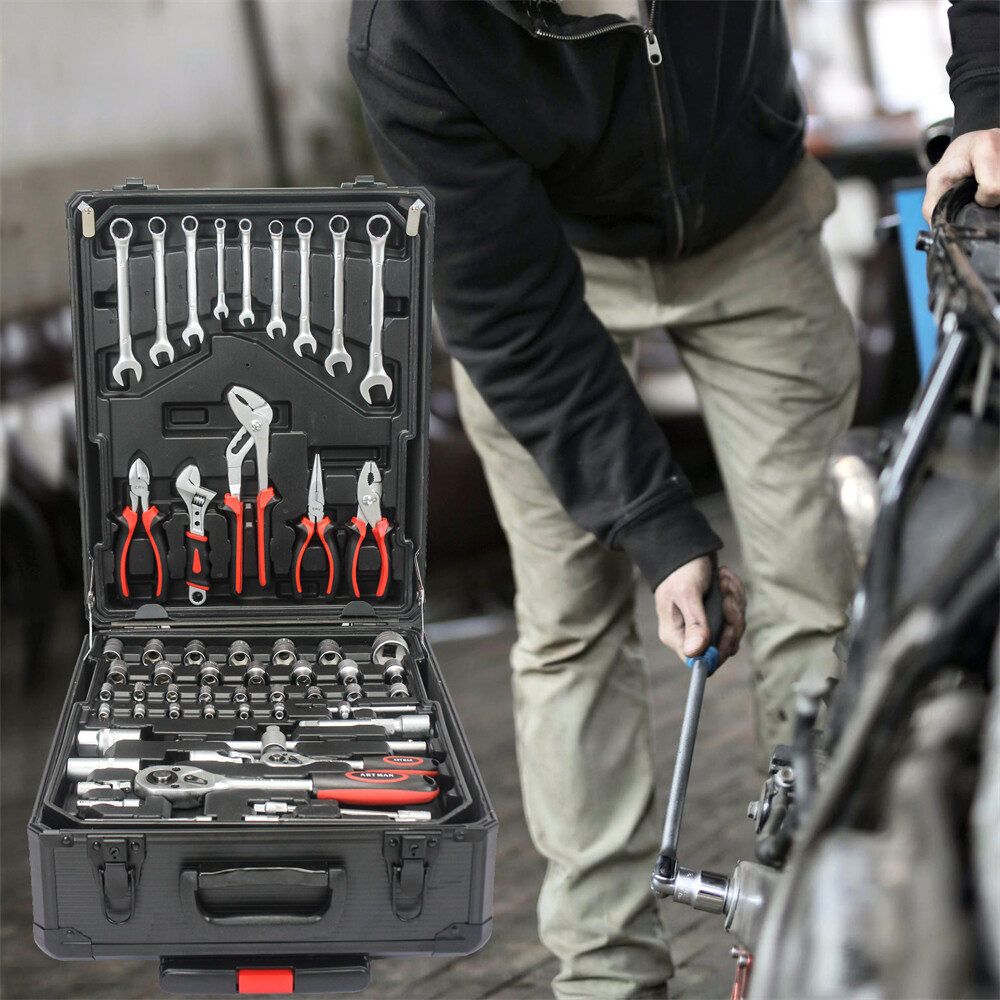 899 Pcs Tool Set w/Trolley Case Box Organize Mechanics Tool Kit Wrenches Socket