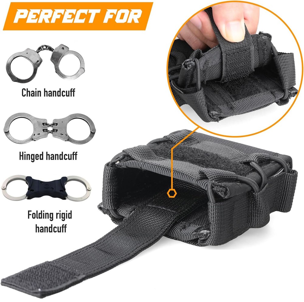 Open-Top Handcuff Pouch Folding Tactical Handcuff Compatible MOLLE Work Belts
