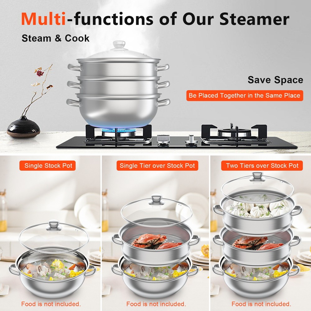 Rice Roll Steamer 2/3 drawers DIY Multi-function Rice Noodle Roll Steamer