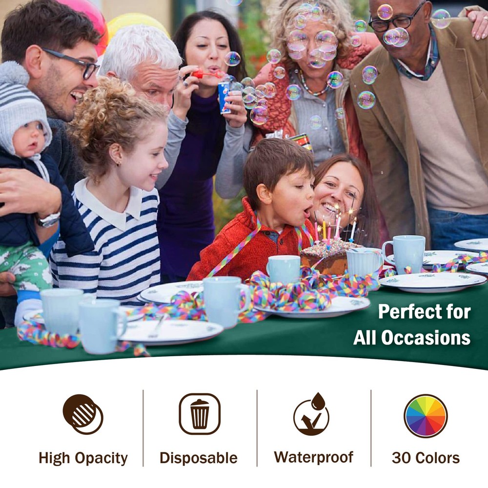 Dark Green Plastic Tablecloth 6-Pack 54 x 108 Rectangle Cover