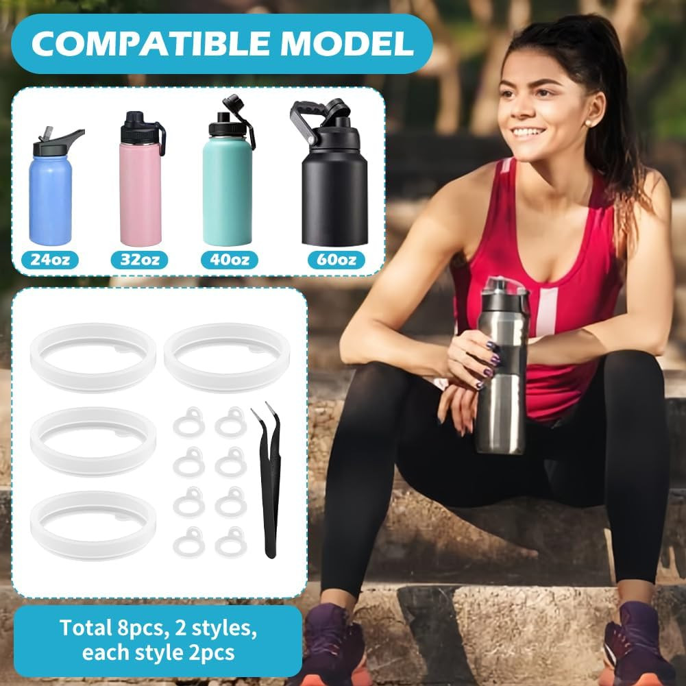 17pcs Water Bottle Lid Replacement, Silicone Water Bottle O Rings, Gasket Sea...