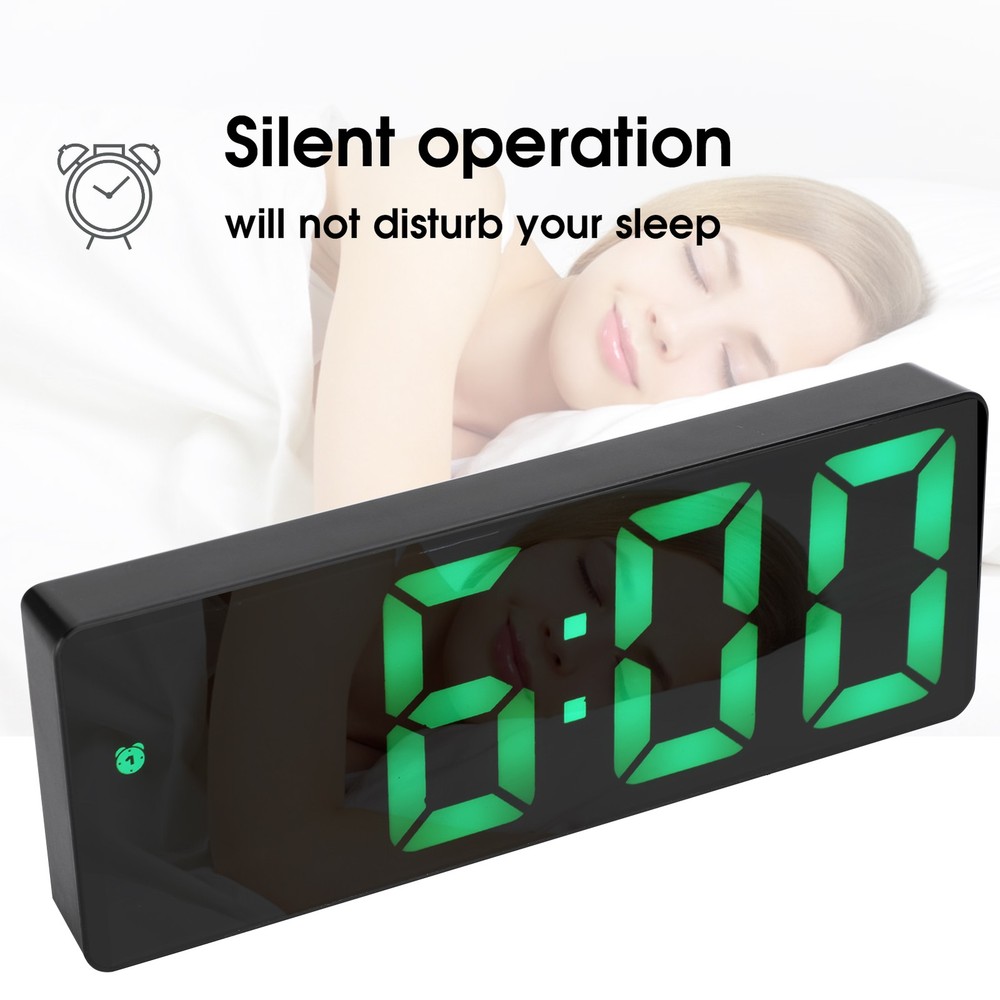 Electronic Clock LED Digital Mirror Alarm Clocks Battery PlugIn DualUse 0712
