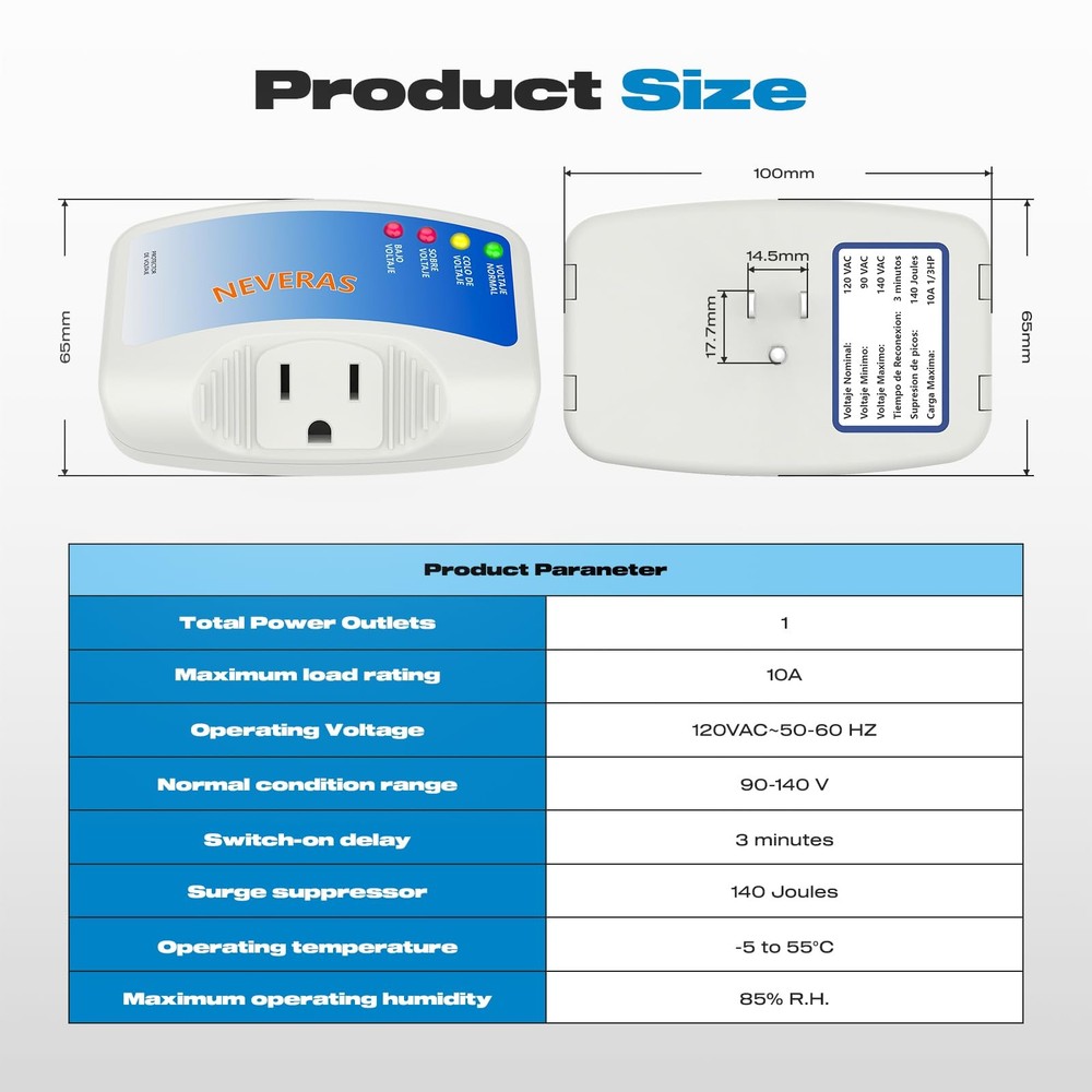 Refrigerator Surge Protector, Malictele Single Outlet Voltage
