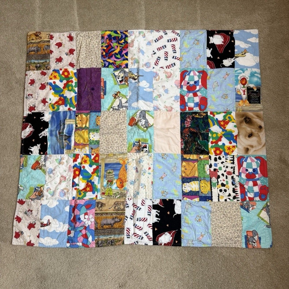 Project Linus Quilted Blanket I Spy Multicolor Patchwork Cottagecore Reversible
