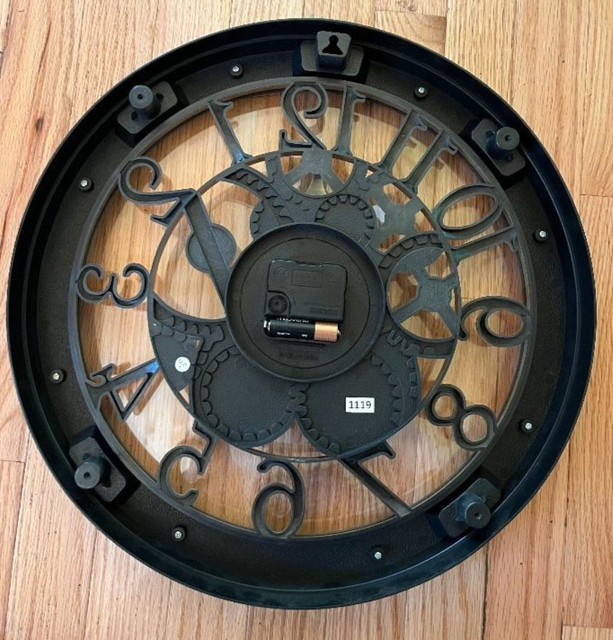 Industrial 16" Gear Wall Clock Quartz Movement Open Dial Timepiece Round