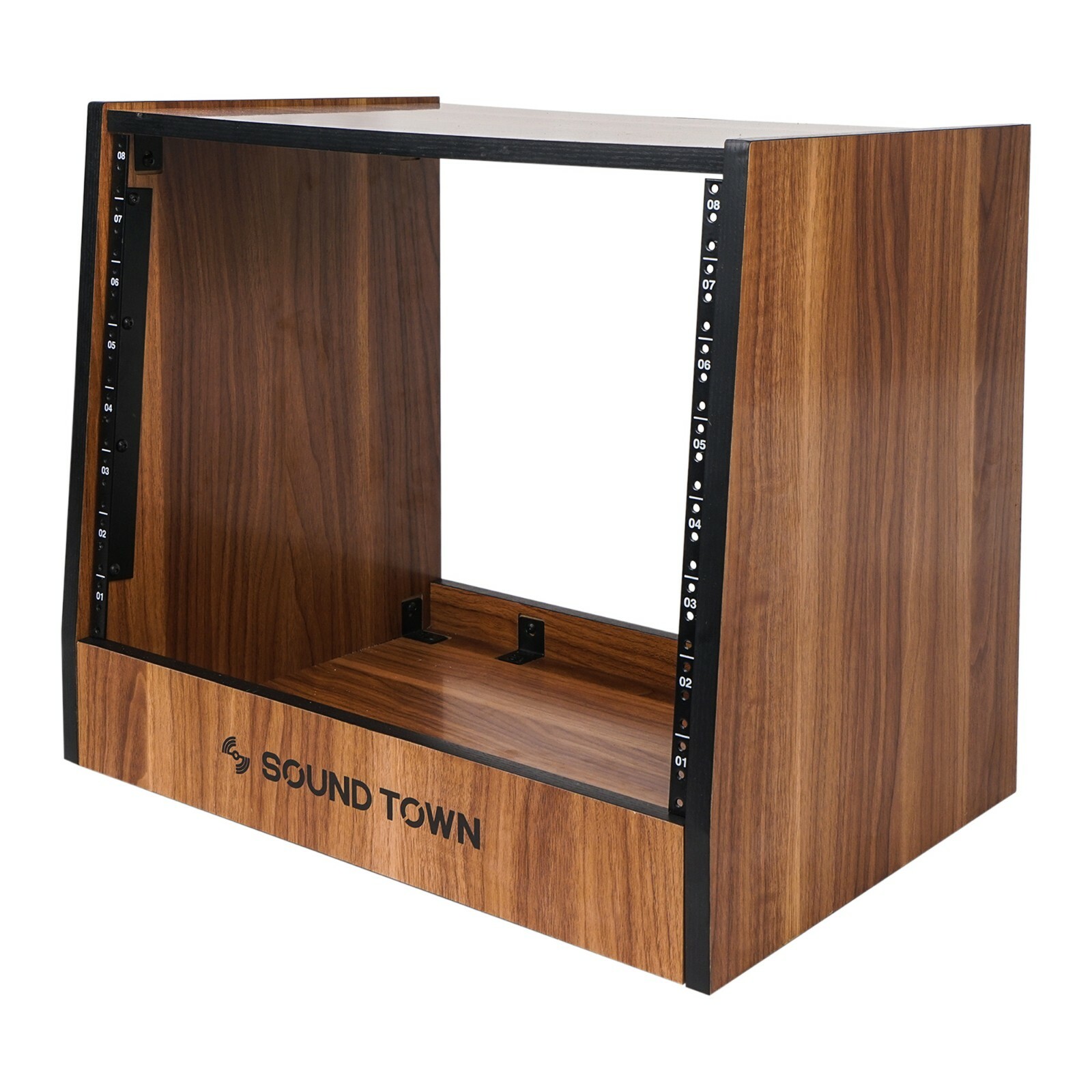 Sound Town DIY 8U Studio Rack with Furniture Grade Walnut Laminate (SDRK-8WN)