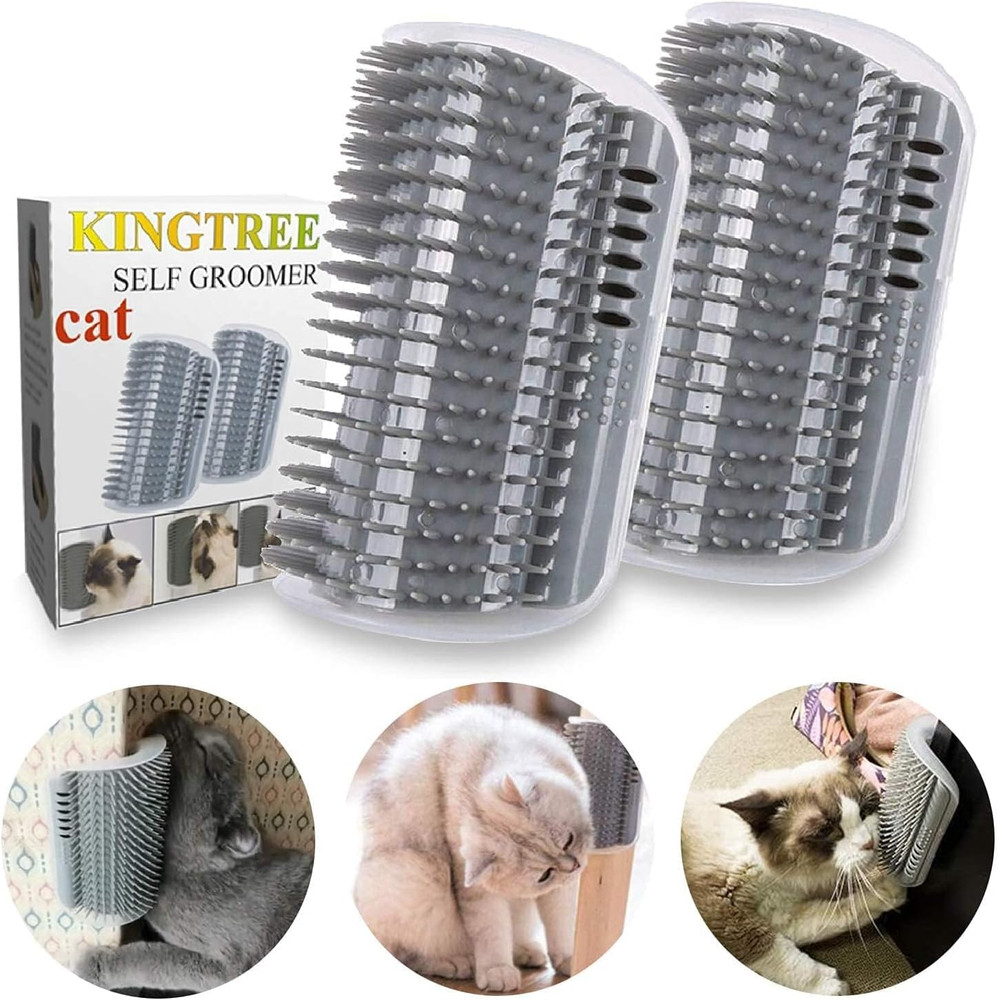 Cat Corner Self Groomer 2 Pack Wall Mounted Scratch Brush with Catnip