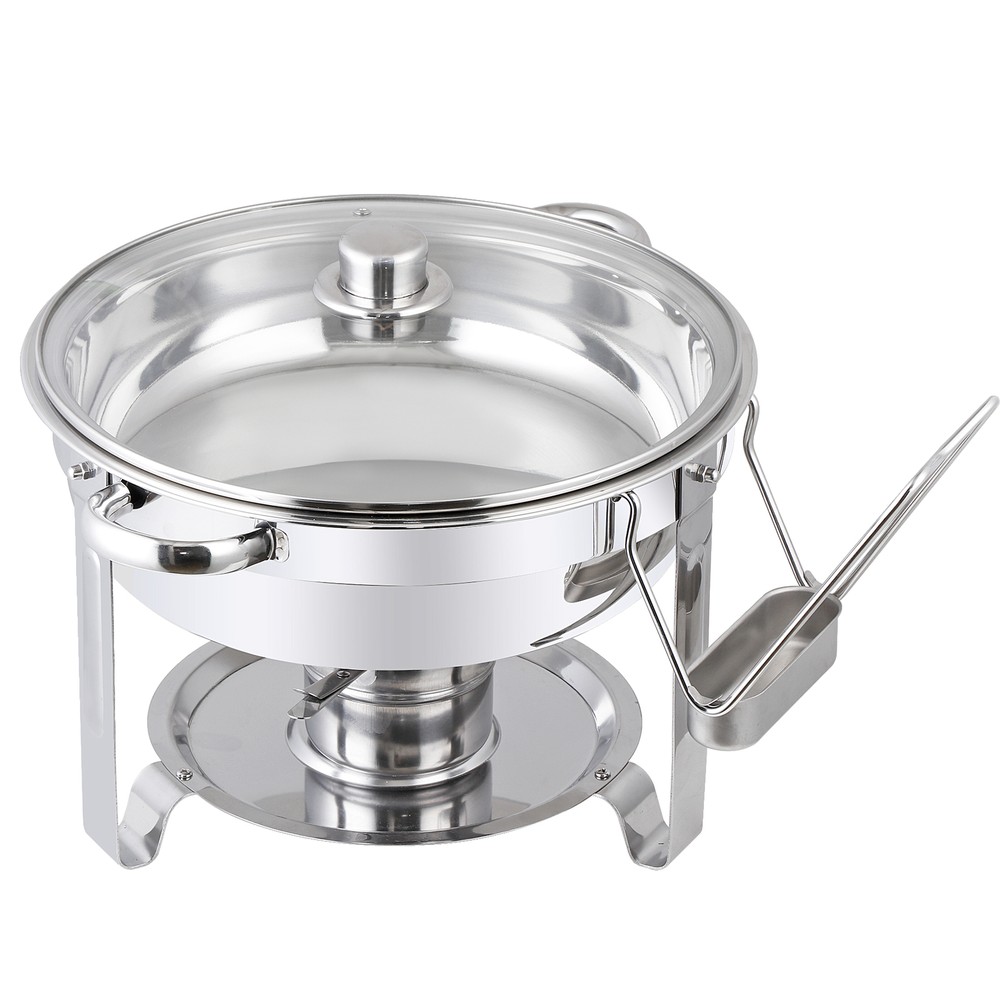 5 Quart 8Pack Full Size Chafing Dish Buffet Set Round Catering Warmer Set Silver