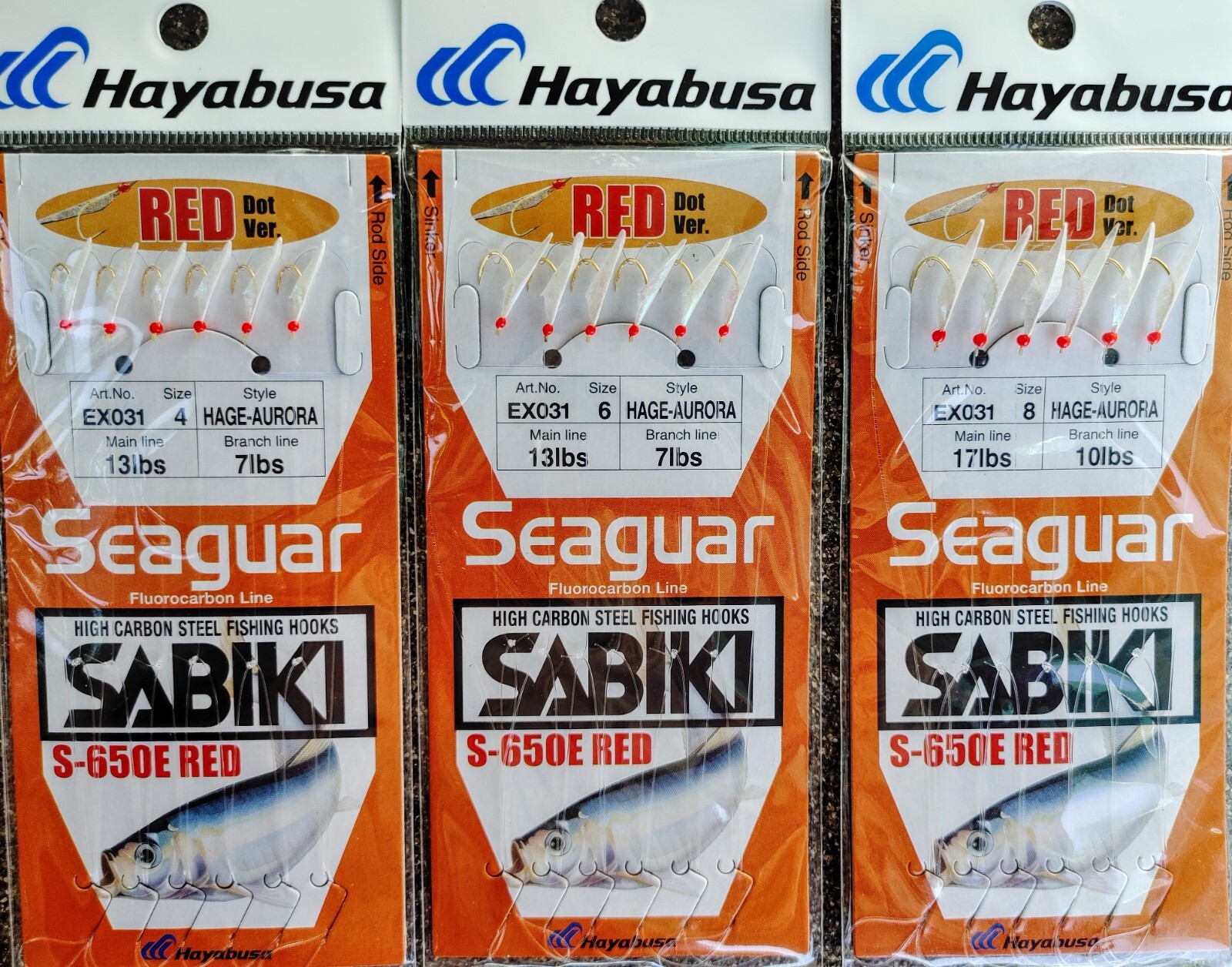 Hayabusa EX031 (S-650E) RED Sabiki Rig Seaguar Fluoro #4-6-8 CLEARANCE!