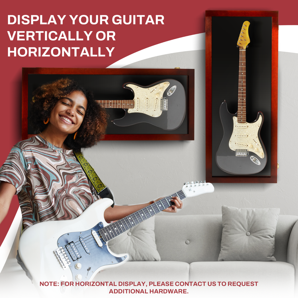 Guitar Display case/ Solid hardwood Strat/ Guitar Wood Case CHERRY / Black Felt