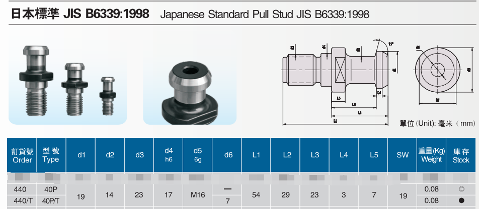 10Pcs MAZAK BT40 Pull Stud Coolant MAZAK BT40 Retention Knob High Quality