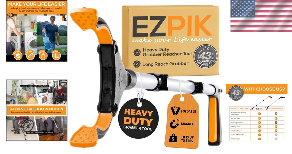 Foldable 43" Grabber Reacher Tool for Elderly