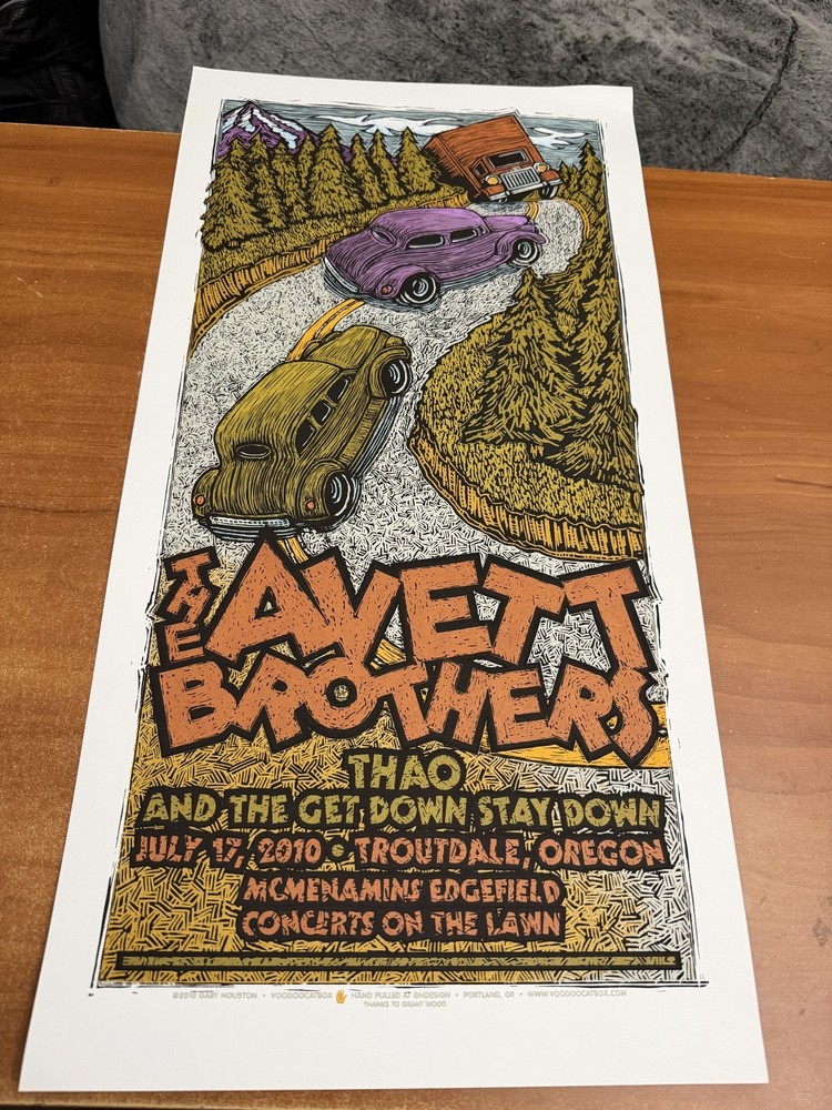 2010 The Avett Brothers Troutdale Silkscreen Concert Poster S/N by Gary Houston